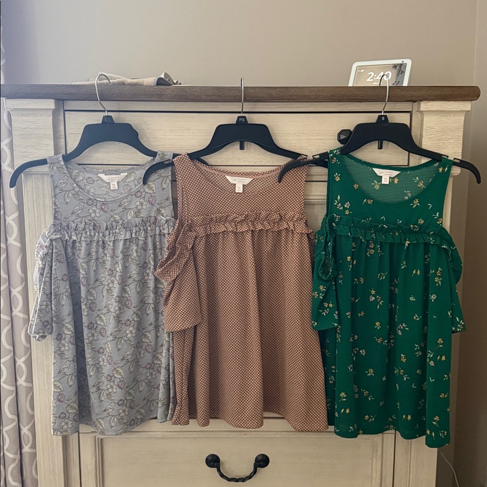 LC Lauren Conrad cold shoulder short sleeve ruffled tops - SET OF THREE